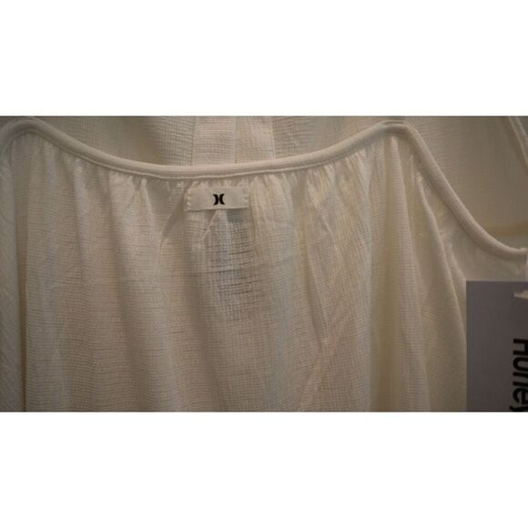 Hurley HC0084 Women Sz L Cream Solid Button Front Tiered Midi Cover Up Dress - Picture 5 of 9